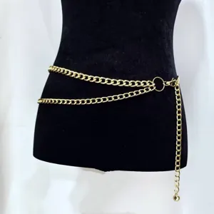 Chic multi-layer gold chain belt for women, stylish body chain accessory for hot outfits.