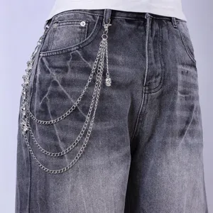 Mehrschichtige Metall Totenkopf Taillenkette Retro Punk Jeans Zubehör Streetwear Hosenkette