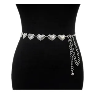Catena da vita a cuore argento, catena corpo in metallo da donna, cintura regolabile sexy.