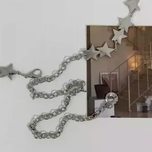Catena da cintura con stelle in metallo argento sexy catena corpo regolabile accessorio moda