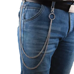 Metal double layer waist chain hip hop style pants chain fashion body jewelry for women