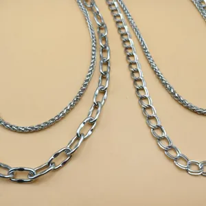 Chaîne de taille en métal multicouche style punk chaîne de pantalon argent accessoire unisexe.