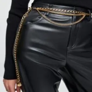 Vintage multi-layer gold metal waist chain accessory, stylish body chain for women trousers.