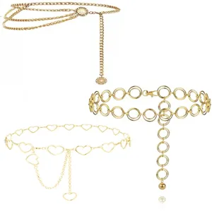 European Punk Style Metal Waist Chain For Women Fashion Multi-layer Sun Flower Heart Ring Body Chain Accessories
