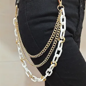 Punk hip-hop multi-layer white and gold pants chain trouser chain fashion accessory