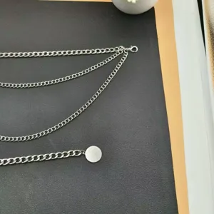 Multi-layer silver metal waist chain body chain retro fashion accessories for women detail view