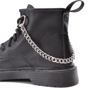 Fashion silver metal chain shoe accessory for boots, stylish multi-layer cool footwear pendant.
