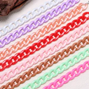 Colorful acrylic chain strap details, vibrant resin chunky links for bag DIY fashion accessories.