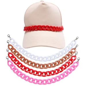 Women Fashion Baseball Cap With Colorful Resin Chain DIY Removable Chain Hat Minimalist Daily Cap Accessories