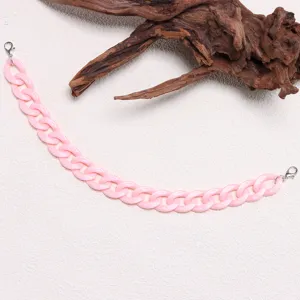 Pink acrylic chain accessory for hats and bags, trendy dopamine style diy chain strap.