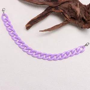 Purple resin chain accessory, stylish hat or bag chain detail view, durable and trendy.