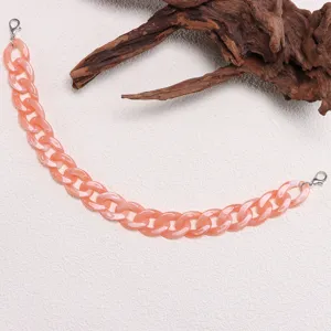 Pink acrylic chain accessory for hats bags or clothing stylish and trendy design detail view
