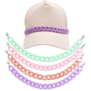 Colorful acrylic chain hat accessory set with a stylish beige baseball cap for daily fashion wear.