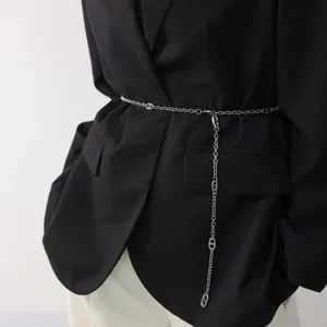 Femme argenté métal chaîne ceinture élégant corps chaîne ancre lien taille accessoire blazer