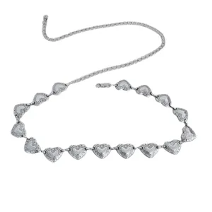 Vintage silberfarbene Metall Metall Herz Kette Gürtel Mode Damen Taille Schmuck Accessoire