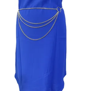 Multi-layer metal chain waist belt for women vintage round ring body chain jewelry accessory