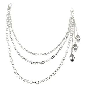 Punk Vintage mehrschichtige Metall Taillenkette und Hosenkette mit Totenkopf Anhängern.