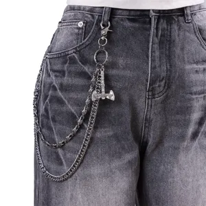 Catena da Pantalone in Metallo Multistrato Punk Hip Hop Catena da Vita da Strada Rock Accessori per Jeans Uomo Donna