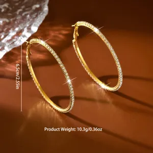 Orecchini a cerchio grandi in strass oro gioielli geometrici di tendenza per abbigliamento donna