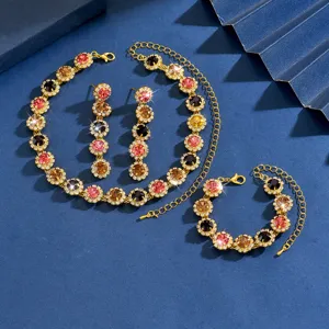 Maillard cristallo geometrico collana orecchini bracciale set di gioielli stile elegante