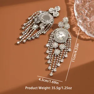 Lussuoso stile palazzo strass nappa orecchini lunghi cristallo pendenti donna sposa