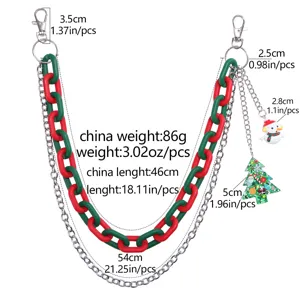 Christmas multi-layer pants chain hip-hop red green acrylic chain snowman pendant