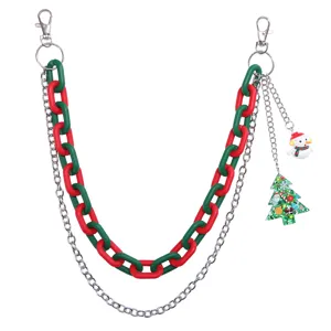 Christmas tree snowman pendant pants chain hip hop red green links fashion accessories