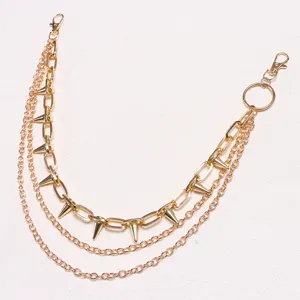 Cadena de cintura multicapa de metal dorado, cadena de pantalón punk, accesorio de jeans elegante.