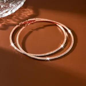 Orecchini a cerchio grandi con strass per donna, gioielli di moda brillanti per feste.