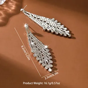 Glänzende Kristall lange Quasten Ohrringe für Damen, elegante Strass Ohrhänger Party.