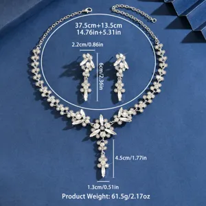 Deslumbrante juego de collar y pendientes de novia con estrases para bodas y fiestas.
