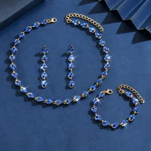 Set gioielli in cristallo blu collana orecchini bracciale scintillante festa matrimonio
