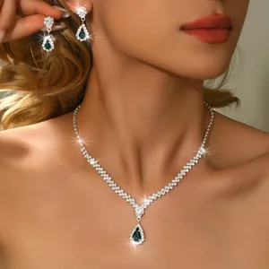 Set di collana e orecchini a goccia di cristallo gioielli da sposa per abito elegante