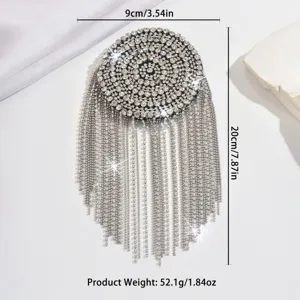 Glänzende Strass Quasten Schulterklappe Kette Kristall Brosche für elegantes Abendkleid