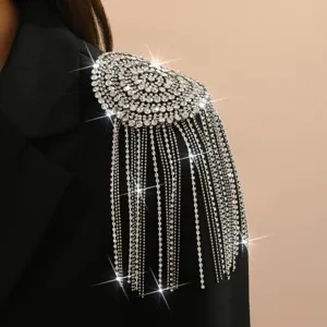 Vintage Strass Quasten Epauletten Schulter Brosche Für Anzüge Blazer Bühnenperformance Luxus Schmuck Zubehör Damen Herren