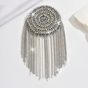 Glitzernde Strass Quasten Schulterklappe vintage Kette Brosche für Bühne Kleid Anzug.