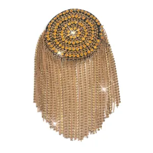 Exquisites Strass-Quasten-Epaulett goldene Schulterkette für Bühnenkleid Anzug Dekor.