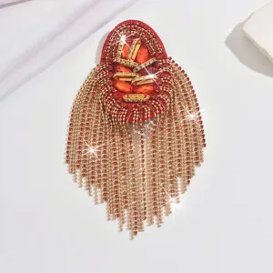 Glitzernde Strass Quasten Schulterklappe Brosche, Kristall Fransen Anzug Schmuck Zubehör.