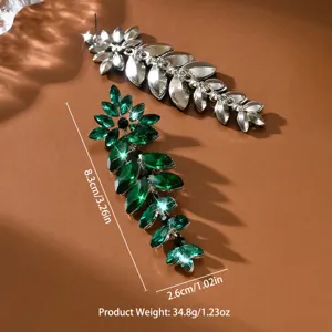 Eleganti orecchini pendenti lunghi foglia cristallo strass gioielli moda per donne.