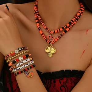Γοτθικό Σετ Κοσμημάτων Halloween Κρεμαστό Κολοκύθα Κρανίο Πολυεπίπεδο Ακρυλικό Κολιέ Βραχιόλι Αξεσουάρ Πάρτι Γυναίκες
