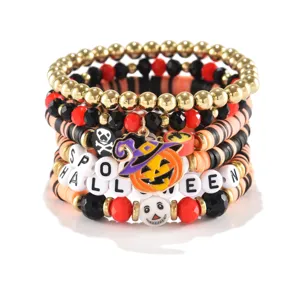 Halloween σετ βραχιόλι με χάντρες γοτθικό κολοκύθι κρανίο κοσμήματα για γυναίκες δώρα