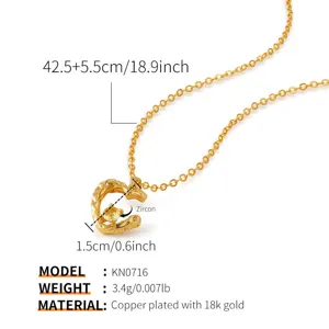 Elegante collar con colgante de circón amarillo y cadena chapada en oro de 18k.