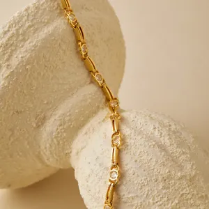 Pulsera circón oro cadena geométrica retro joyería de moda fiesta diaria lujo elegante