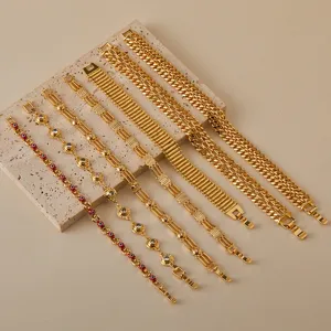 Pulsera de Eslabones de Cadena de Cobre Ecológico Chapado en Oro Retro Occidental Lujo Flor Geométrica Mal de Ojo Diamante de Imitación Dije Cierre Ajustable Joyería para Mujer Fiesta Diario