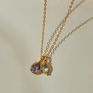 Colorful zircon double pendant necklace, elegant light luxury jewelry for women daily wear.