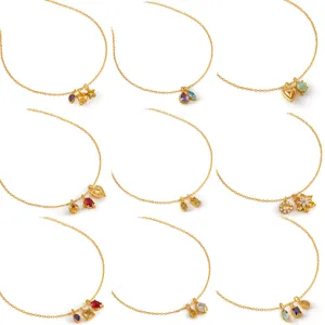 Charming multi-zircon DIY gemstone gold-plated pendant necklace for women daily fashion style.