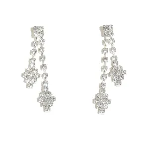 Boucles d'oreilles suspendues en strass élégantes, design double chaîne pour femmes.