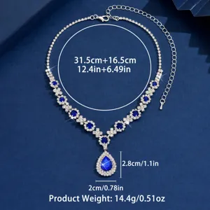 Fashion European rhinestone teardrop crystal necklace elegant women jewelry accessory.