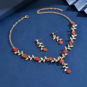 Conjunto collar pendientes flor diamantes imitacion novia, joyeria boda elegante mujer.