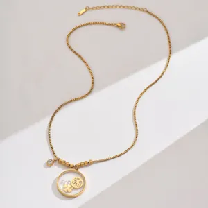 Exquisite stainless steel gold plated floating locket pendant necklace for women